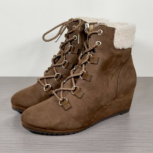 Dr. Scholl's Charmer Wedge Bootie, Brown Fabric, Womens Size 6 US / 36 - Picture 3 of 11